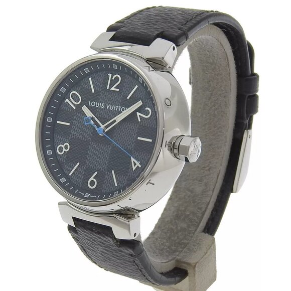 LOUIS VUITTON Tambour GM Watches QA073 blackDial Stainless Steel/Monogram ... - Picture 1 of 16